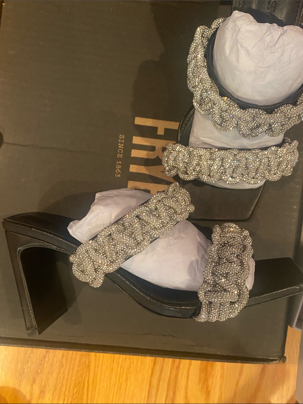 NIB Jonathan Simkhai Black Heeled Slide Sandals with Silver Braided Straps - Picture 5 of 8